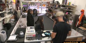 Couple sluts tried to steal and fucked at the pawnshop