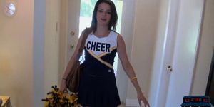Cheerleader girlfriend oral sex and fucking on camera