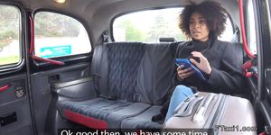 Perfect ass ebony gets big cock in cab
