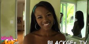 Sexy black chick enjoys titfuck