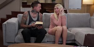 Blonde shemale with big tits fucked by her first date (Aubrey Kate)