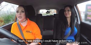 Huge ass lesbian eats driving examiner