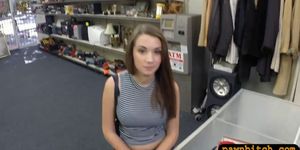 Pretty babe sells her shoes and screwed by pawn keeper