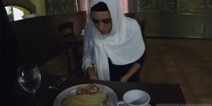Arab punish Hungry Woman Gets Food and Fuck