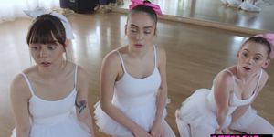 Teen BFF ballerinas trained to fuck by their instructor