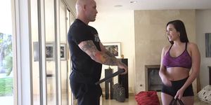Big personal trainer fucks hottie in bondage (Derrick Pierce, Karlee Grey)
