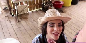 Latina cowgirls bffs enjoy riding and sucking one big c (Hannah Heartley, Kayleigh Nichole, Tessa Arias)