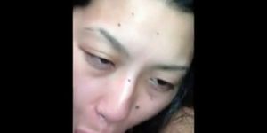 Asian chick sucking black dick with style