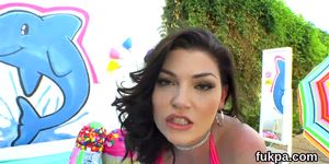 Flirtatious pornstar gives a blowjob (Mike Adriano)
