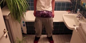 Uncircumcised skinny teen pee pants