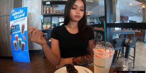 Cute amateur Thai teen sex in the hotel after Starbucks