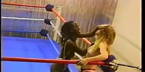 catfight Topless interracial pro style wrestling with b
