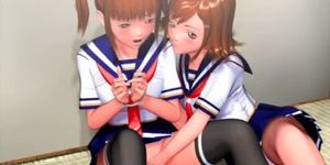 Adorable anime girl rubbing her coeds lusty cunt