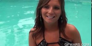 Teen hottie getting out of the pool for a big cock to s