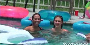College pool sex party with hardcore fucking and BJs