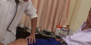 Asian doctor sucking patients dick and toes