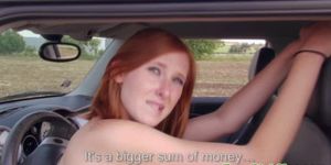 Redhead euro gets nude for cash