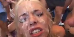 Blonde Takes Dozens Of Facial Cumshots