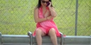 Exhibitionist Wife#44-Bus Stop Flashing Russian MILF Ta