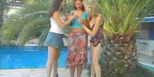 Busty lesbian threesome
