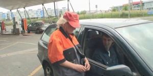 Mature picked up on gas station