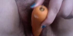 Me masturbating with fingers and a carrot
