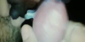 indian hand job while watching his wifes nipple job