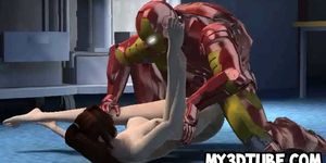 Sexy 3D brunette babe getting fucked by Iron Man