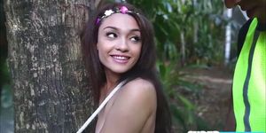 Petite nature lover Jaye gets fucked