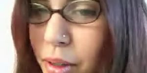 Sexy girl in glasses knows how to suck