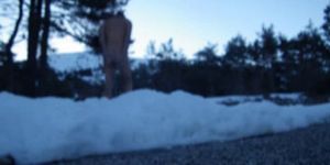 a walk naked, balls chained in snow