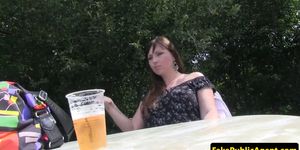 Pulled busty eurobabe creampied outdoors