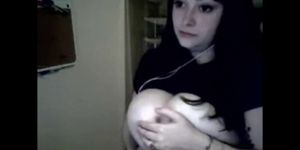 Anesa playing with her huge pale titties