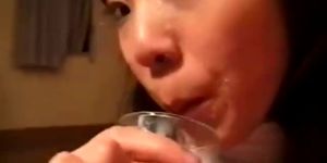Petite Japanese slut loves to drink their lovers sperm