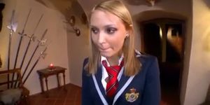Russian teen gets fucked in a private school
