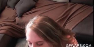 College 3some with blonde girls sucking dick and making