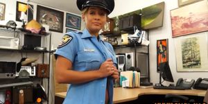 Sexy police officer gets nailed in a pawnshop to earn c