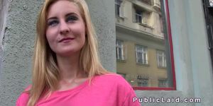 European blonde amateur babe banged in public pov