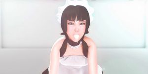 Animated maid in white stockings