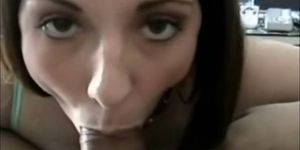 Eager Brunette blowjob and swallow
