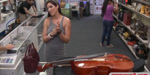 Latina lady pawns a Cello and gets boned to earn some c