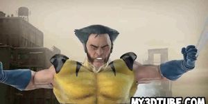 Busty 3D babe getting fucked hard by Wolverine