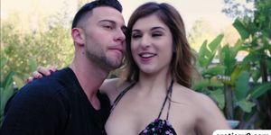 Poolside  sex action with Horny Leah and her boyfriend