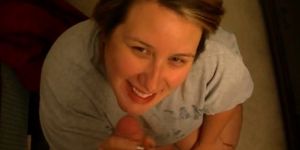 Excellent blowjob from chubby wife