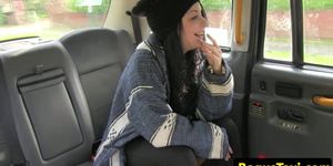 Deepthroating tattooed passenger creampied in taxi