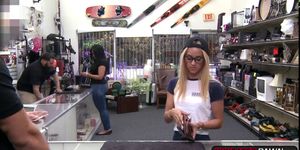 Sexy hot blonde fucks in pawnshop for her dues