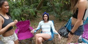 Slutty babes goes camping and enjoys an intense groupse