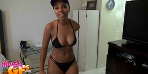 Nice black girl looks cute on cock