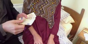 Arab lady is payed a lot of cash to suck cock