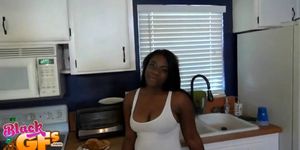 Black girl rides dick on closeup